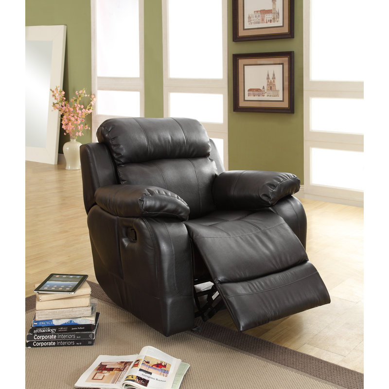 Cox Upholstered Recliner, Black Faux Leather