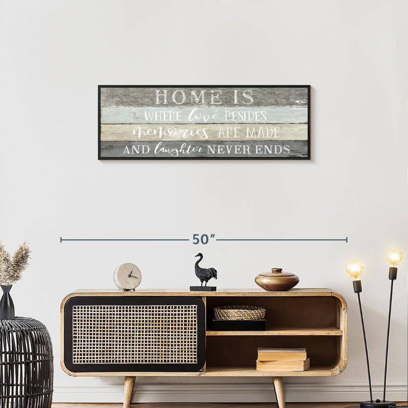 Home Is Where Love Resides Wall Sign, Floating Frame Black, 37" X 13"