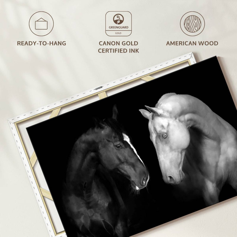 Monochromatic Horses Canvas Print, 24" H x 36" W x 1.25" D