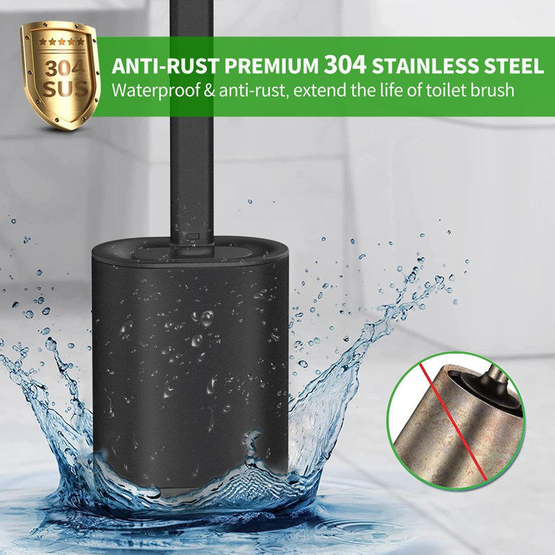 Toilet Brush, Stainless Steel Silicone Toilet Brush and Holder