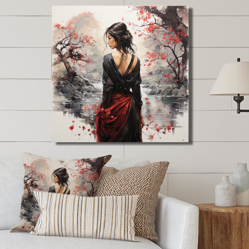 Japon, terre du Samouraï sur toile, Toile tendue, H 36 po x l 36 po x P 1,5 po