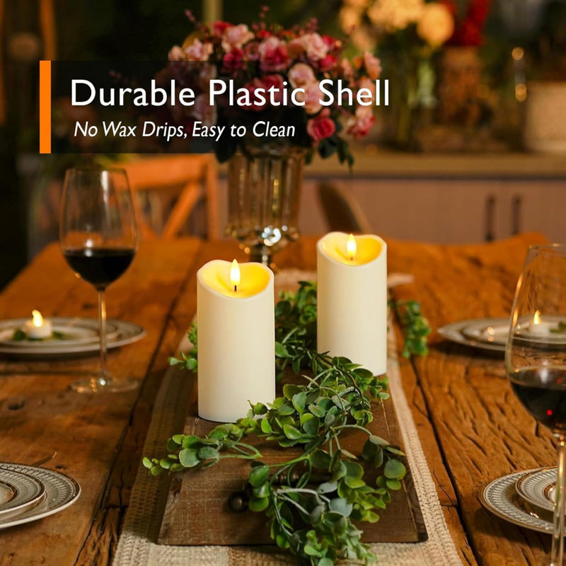 3" x 6" Outdoor Waterproof Flameless Candles, LED Candles, Battery Operated Candles with Remote and Timers, Electric Fake Pillar Candles for Home Decor, Ivory White, Set of 2