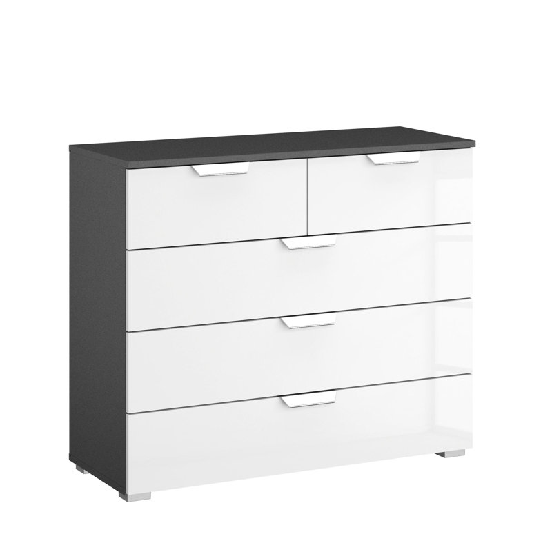 Aditio 5 Drawer Chest, Metallic grey/High-gloss white