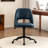 Modern Home Office Chair, Faux Leather Upholstered Swivel Desk Chair, Armless Task Chair with Tilt Back, Height Adjustable Office Chair With Ball Caster, Navy-568011955