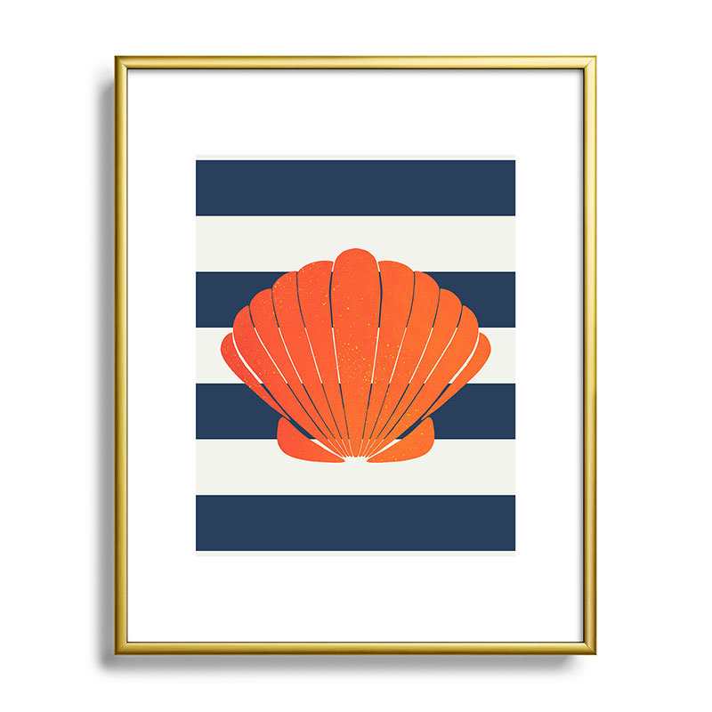 «Cynthia Haller», reproduction d'art encadrée à clapet orange et marine, Or, H 10 po x l 8 po