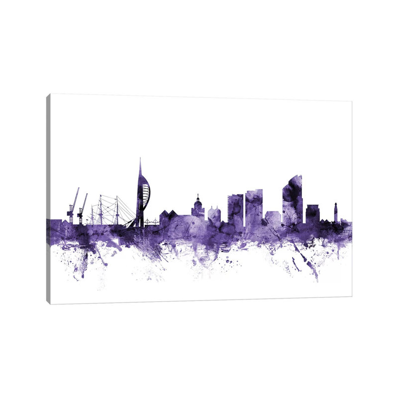 Portsmouth, England Skyline by Michael Tompsett - 1 Piece Wrapped Canvas Wall Art, 66.04 cm H x 45.72 cm W x 1.91 cm D