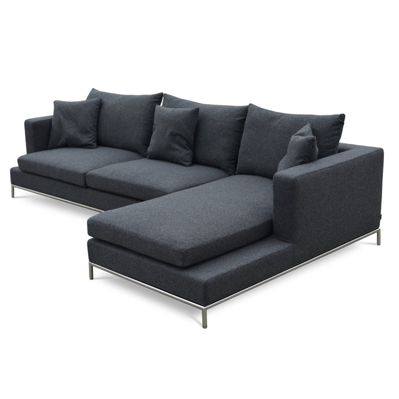Simena 122" Wide Sectional, Right Hand Facing, Gray Tweed