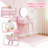 2 In 1 Kids Vanity, Toddler Makeup Dressing Desk With Detachable Large Mirror And Stool, Drawers, Princess Wooden Pretend Play Toys, Ideal Gift For Little Girls Ages 3+(pink)-1070008615