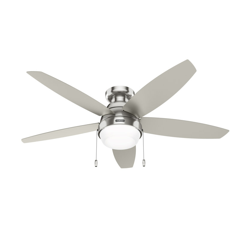 Lilliana 52" 5-Blade Flushmount Ceiling Fan with Lights and Pull Chains, Brushed Nickel