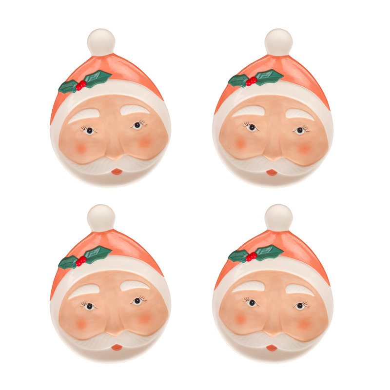 Quatre assiettes de Noël HGTV Home Collection, rosé, Rougir