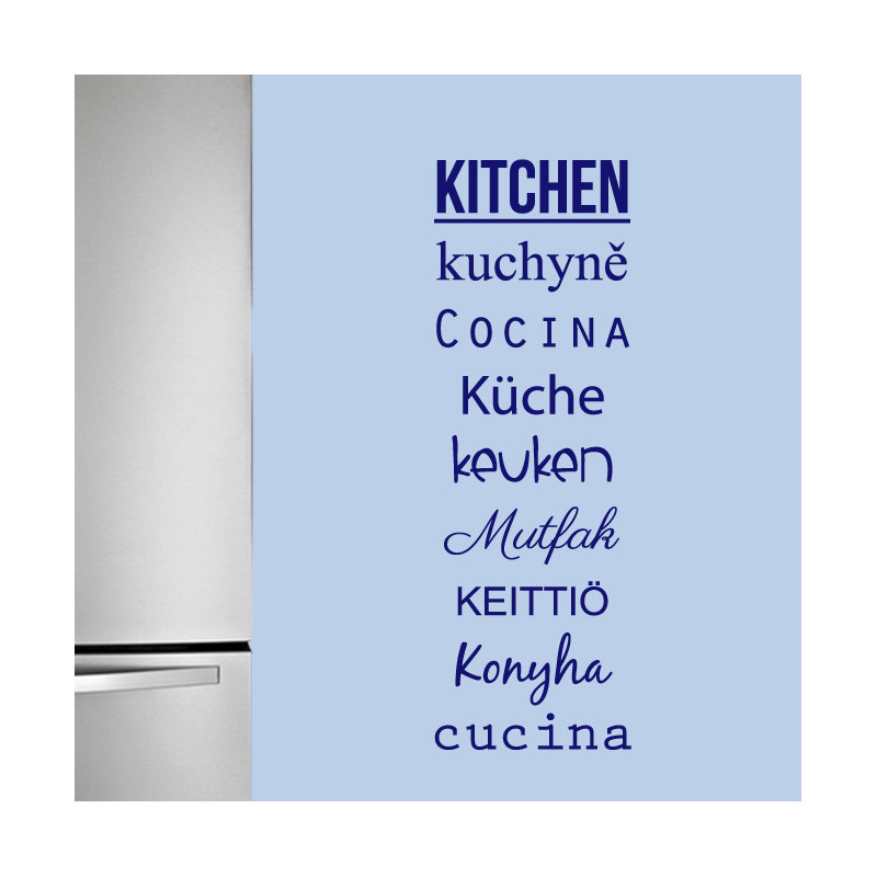 Décalcomanie murale mots pour la cuisine, Bleu marine