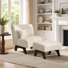 Langner Upholstered Chenille Accent Chair and Ottoman Set with Lumbar Pillow