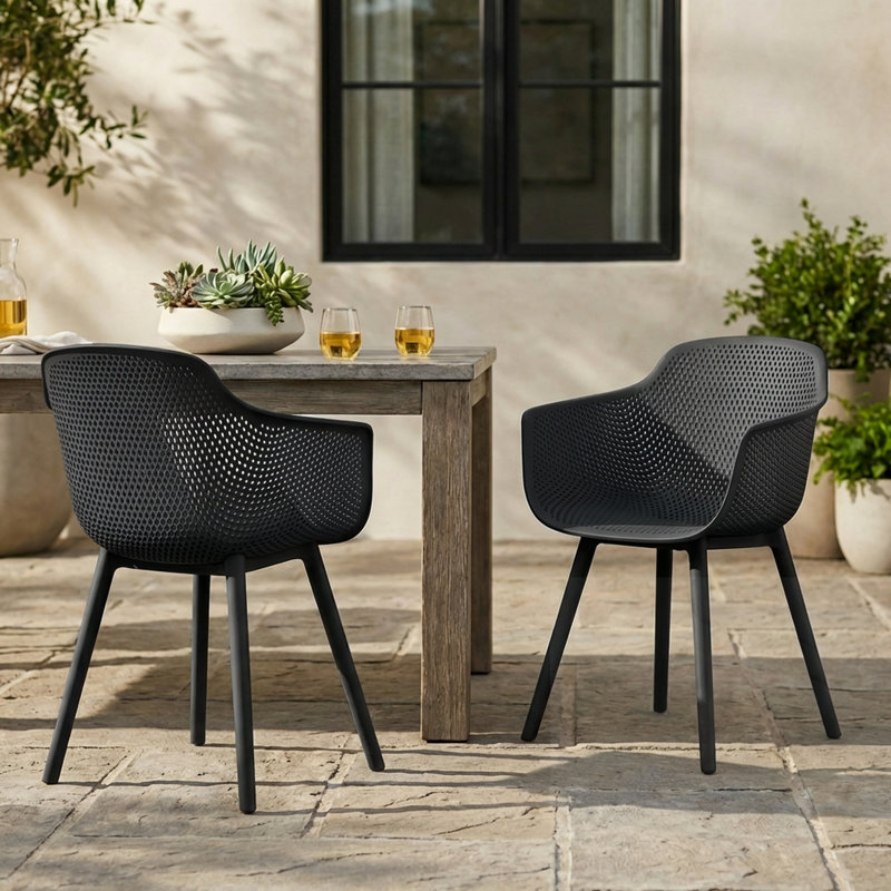 Chaise d'extérieur (ensemble de 2), Noir