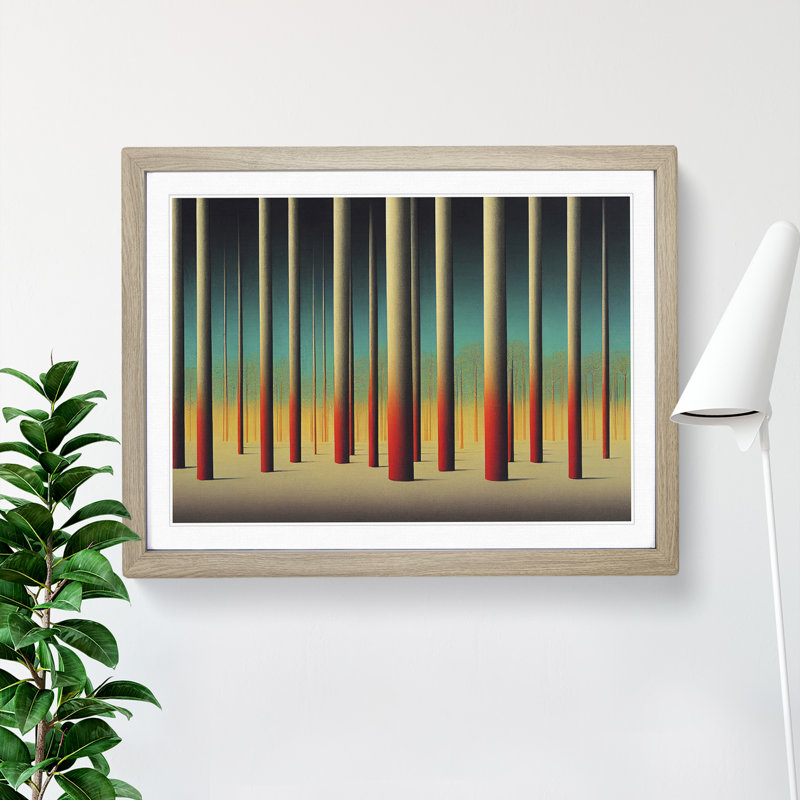 Astounding Abstract Forest - Single Picture Frame Print, 46cm H x 64cm W x 2cm D, Oak Framed