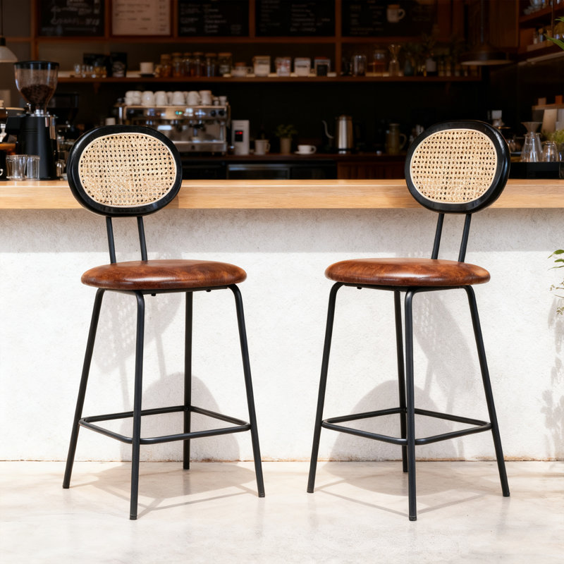 Tabouret de comptoir Ailene, Jaune/brun