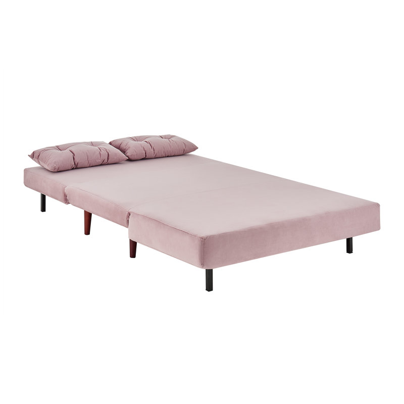 Visconti Full / Double 123cm Upholstered Futon And Mattress, Pink Velvet