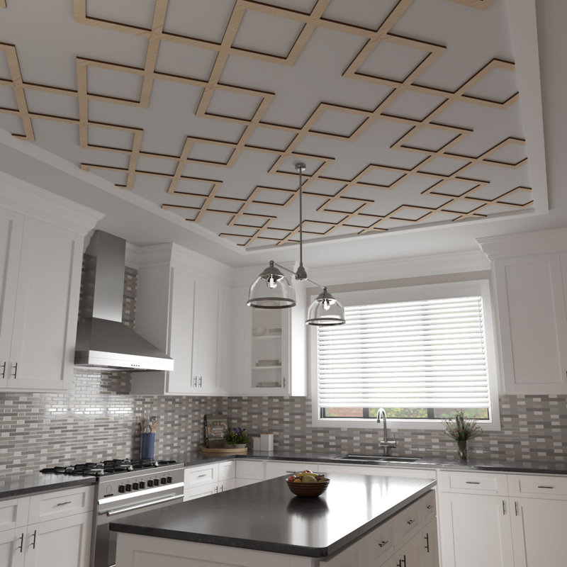 Charpente de plafond décorative Fowler, Chêne rouge, H 60,37 po x l 60,37 po x P 0,375 po