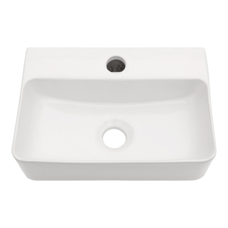 Lavabo de salle de bain mural rectangulaire en céramique 14,5 "x10" avec trou de robinet simple