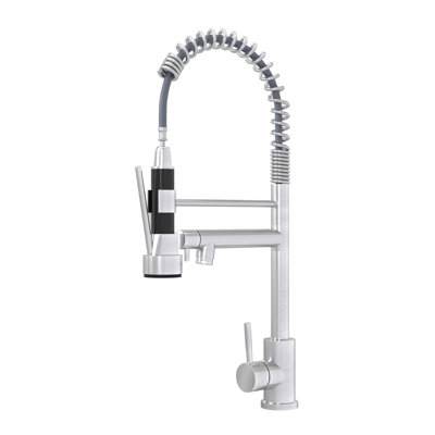 Robinet de lavabo 19 po résidentiel - Nickel brossé, fabriqué en acier inoxydable 304 pour une grande durabilité, robinet de salle de bain en nickel 304, design moderne et élégant