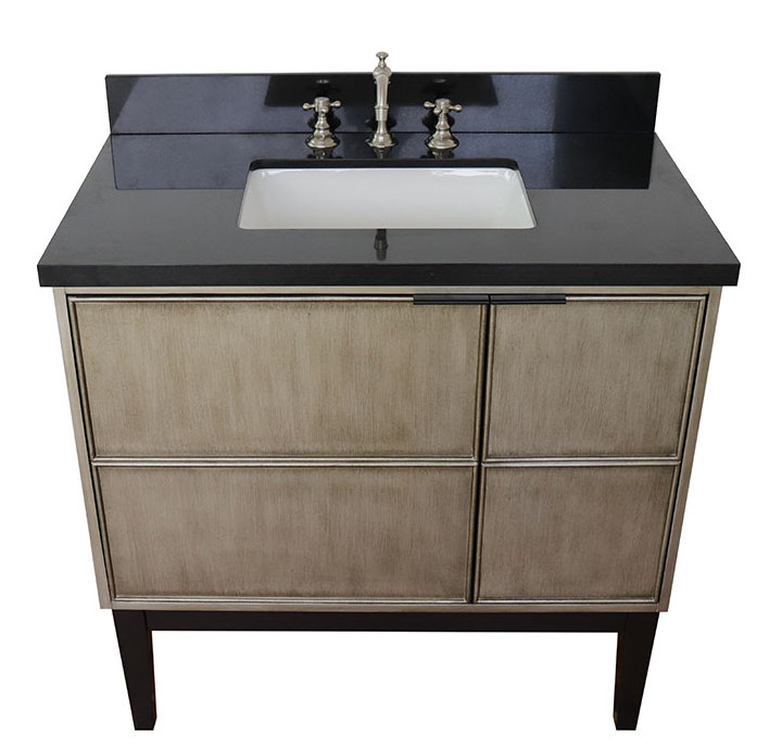37'' Single Bathroom Vanity with Stone Top, Black Galaxy