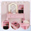 Ensemble de coiffeuse pour enfants avec miroir lumineux et tabouret Princess Style-1235113558