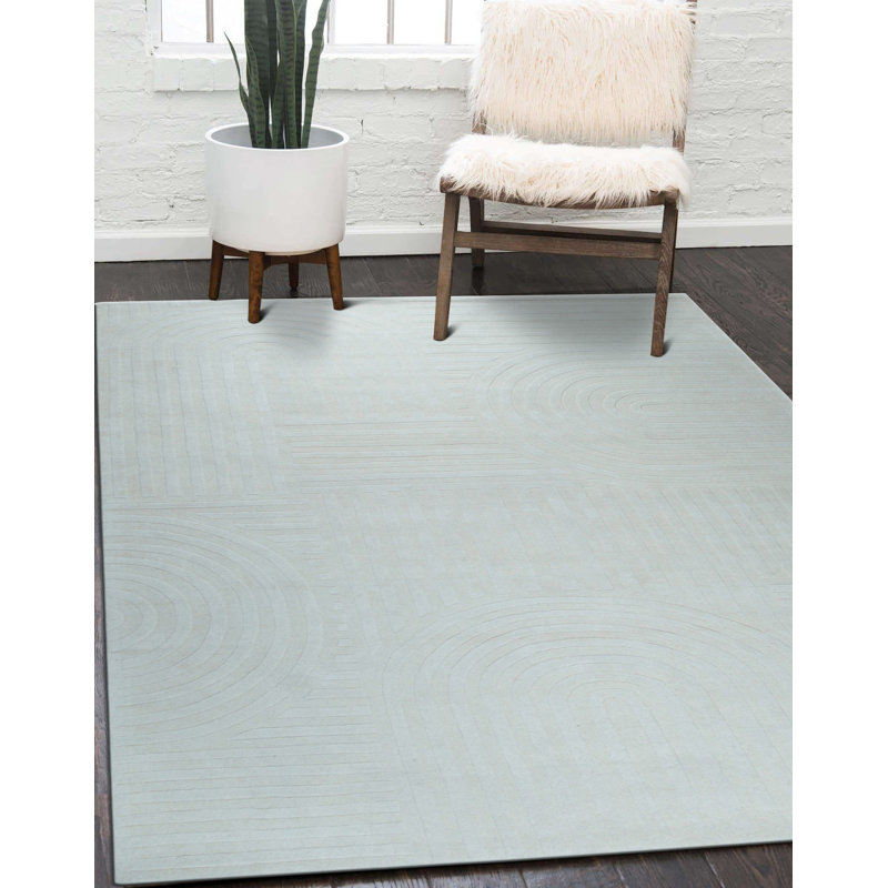 Tapis transitionnel contemporain en laine touffeté à la main Ezerski, Rectangle 6 pi x 9 pi