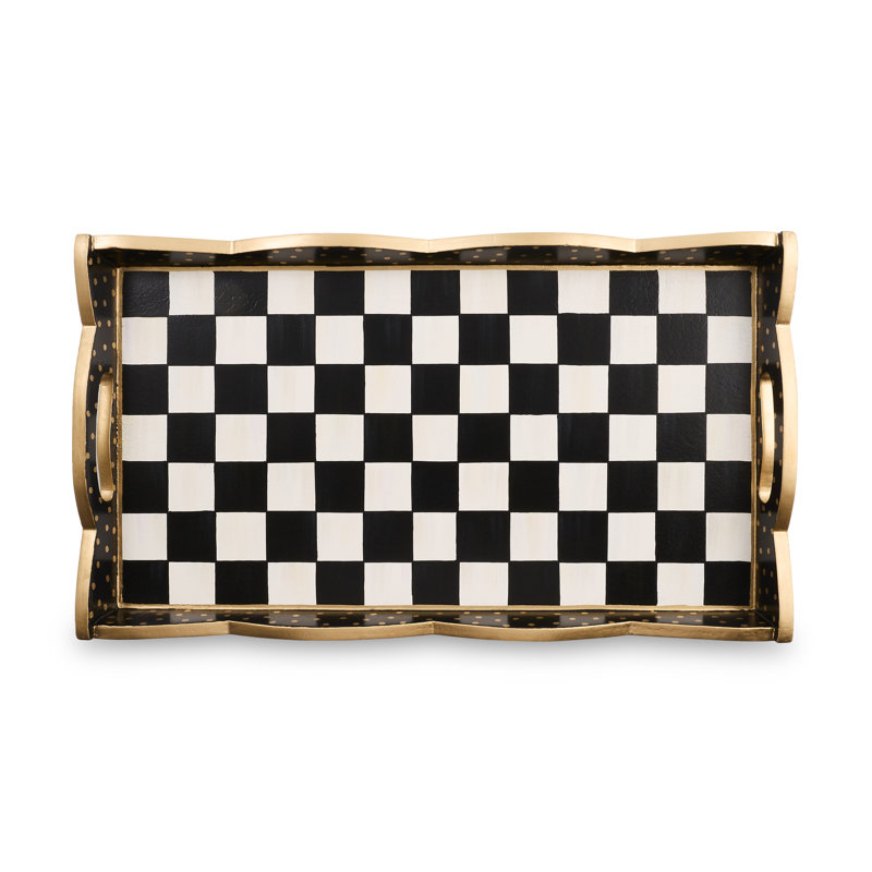 Courtly Check Serving Tray, Black, 9" H x 21.75" W x 12.75" D