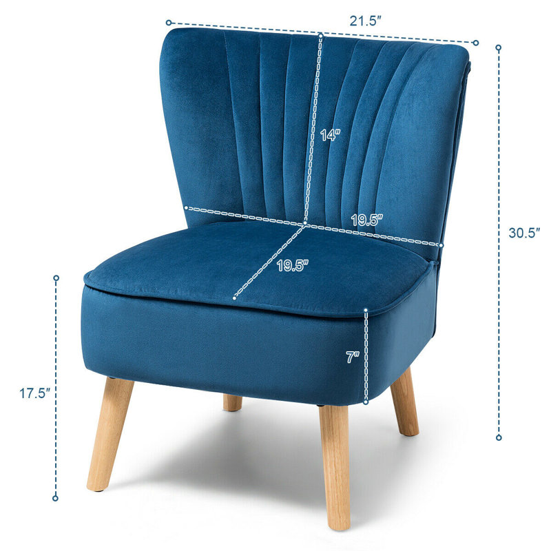 Tocco Velvet Slipper Chair, Blue Velvet