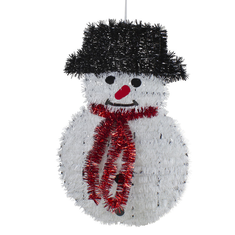 Décoration de fenêtre de Noël 19 po Tinsel Snowman