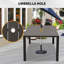 Outdoor Dining Table, Square Slatted Metal Patio Table With Umbrella Hole, Modern Table