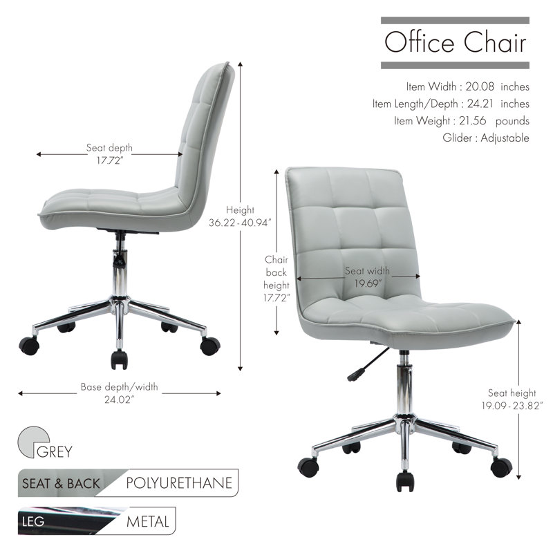 Wade Logan Oakland Polyurethane Office Chair, Gray