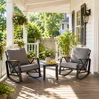 Ensemble de conversation de patio 3 pièces avec coussin épaissi de 4,72 pouces pour balcon de piscine