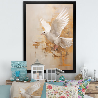 Minimalisme beige et colombe dorée II sur toile