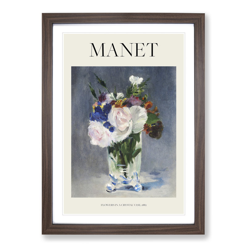 Flowers In A Crystal Vase by Edouard Manet - Single Picture Frame Print, Walnut Framed, 36cm H x 27cm W x 2cm D
