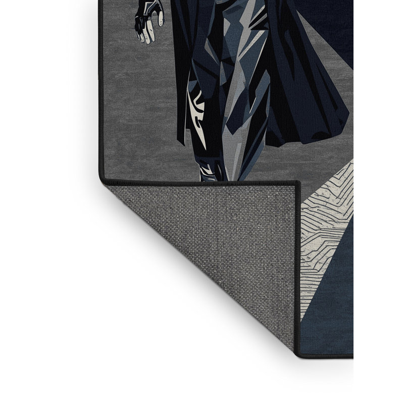 Tapis gris moelleux moelleux et moderne à motif géométrique Barclay, 3 x 5