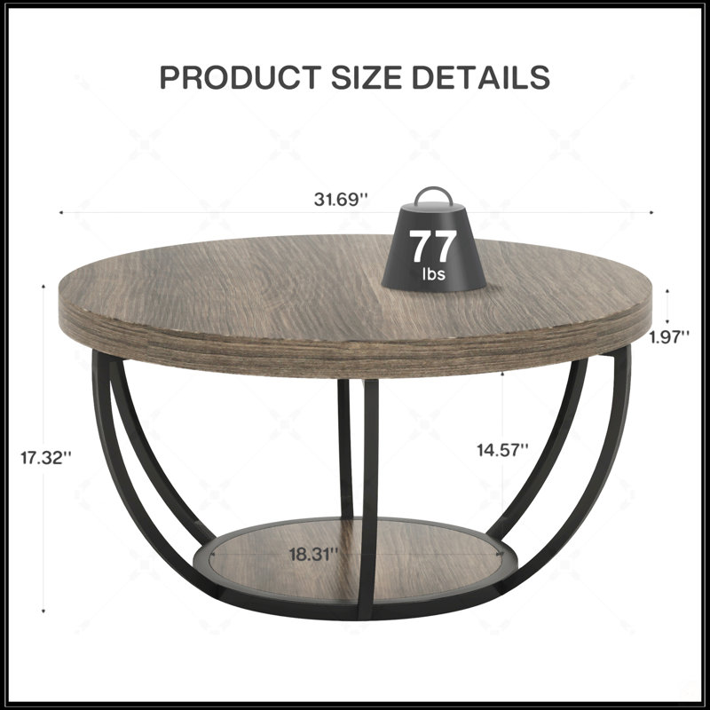 Table basse ronde, Noir, Gris