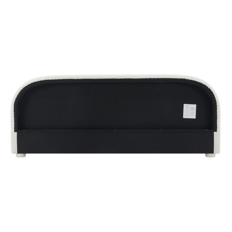 Lit tapissier en tissu de style crème, lit double simple pour chambre moderne