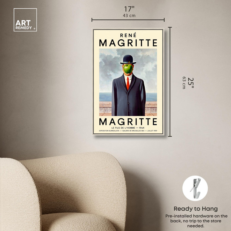 «Man with the Apple Canvas» par Art Remedy, H 25 po x l 17 po, Cadre argenté