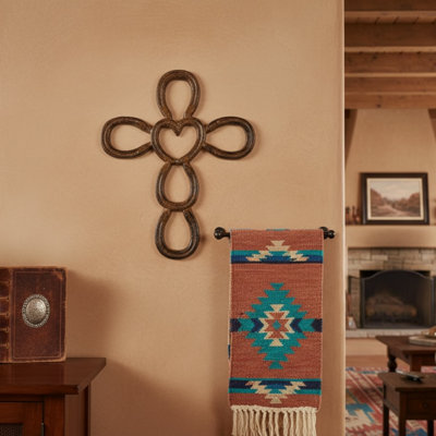 CAST IRON CROSS HORSE SHOE HEART, 6.25"X9" 