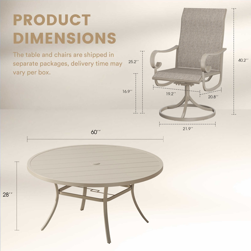8-Person Outdoor Dining Set, Cream/Cream