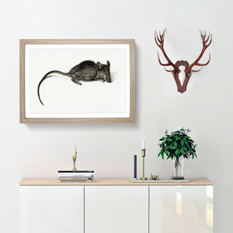 Mouse by Jean Bernard - Picture Frame Painting Print, Oak Framed, 48cm H x 65cm W x 2cm D