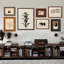 Mid-Century Modern Canvas Rectangular 7 Pieces Wall art set for Living Room