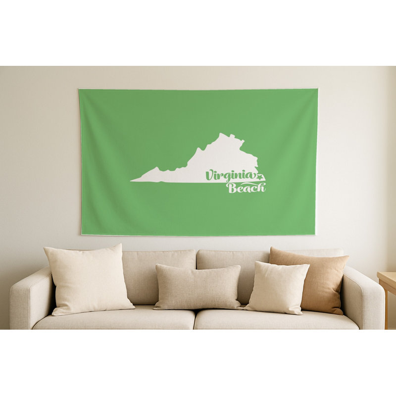 Home Sweet Virginia Beach — Silhouette de l'État de Virginie — Peinture murale d'intérieur paysage, H 60 po x l 51 po