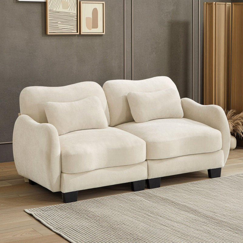 Canapé 2 places incurvé en chenille, Beige