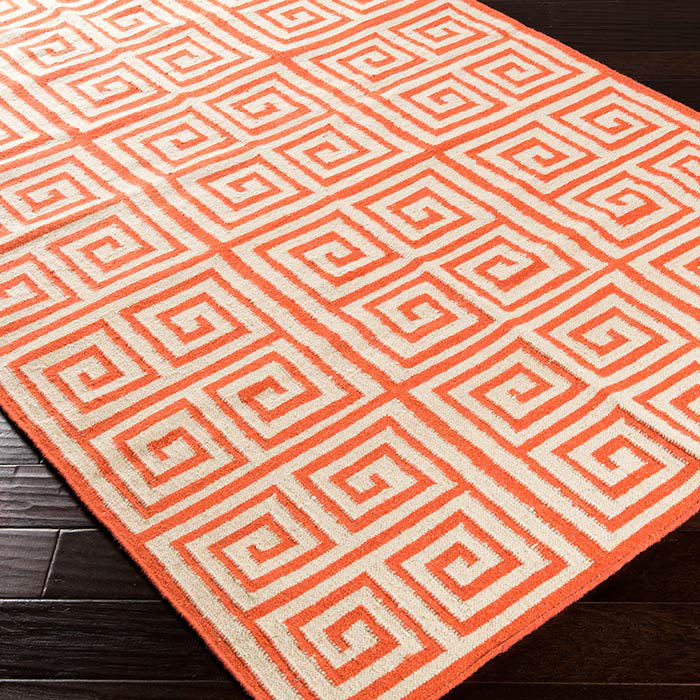 Tapis en laine/blanc handwoven Reegan