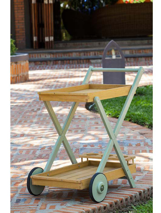 Osier Solid Wood Bar Cart, Teak
