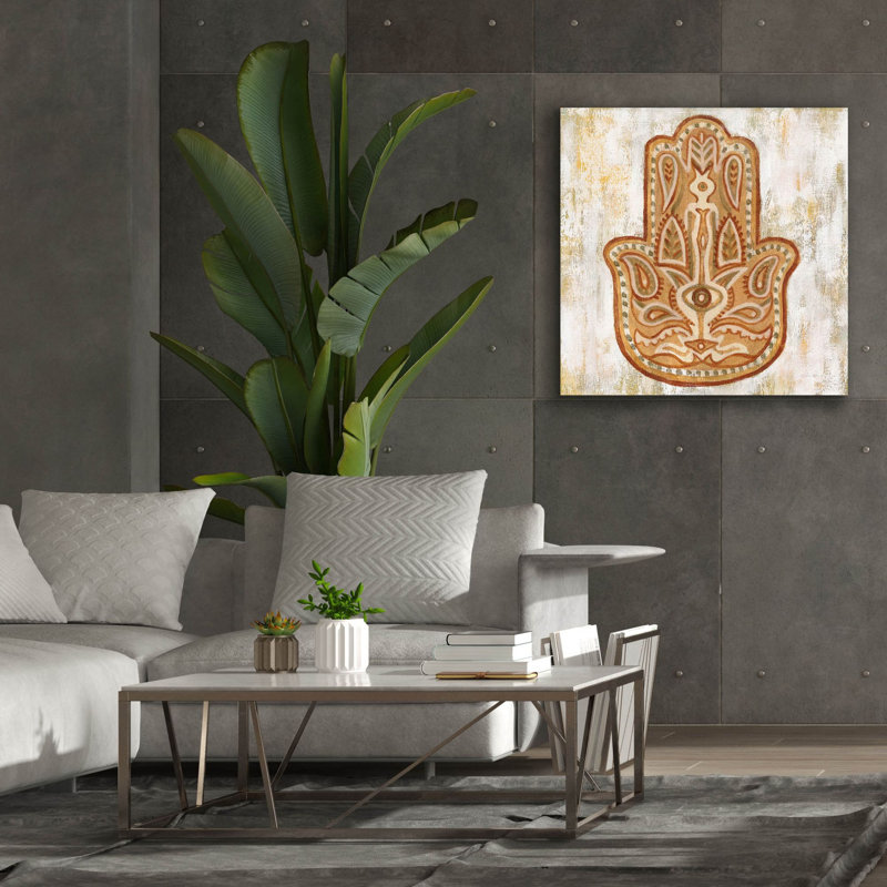 «Hamsa» par Silvia Vassileva, art mural sur toile, H 37 po x l 37 po x P 1,5 po