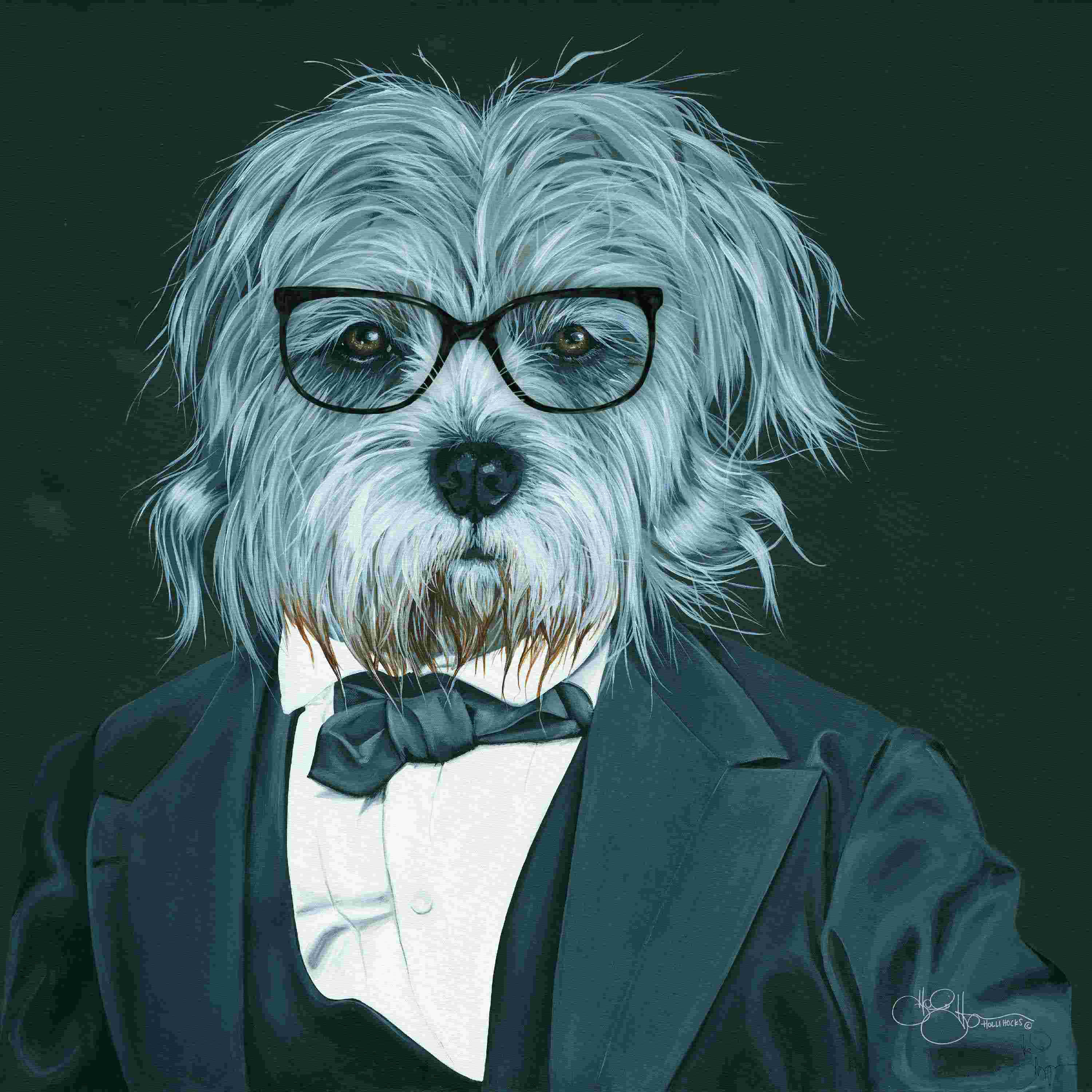 dog in suit painting