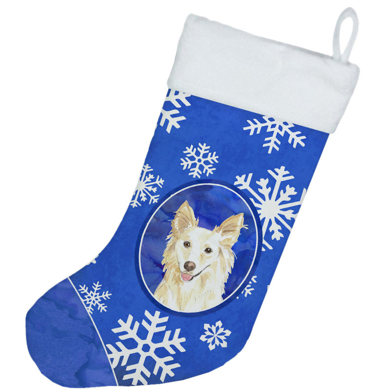 Chaussette de noël winter flocons de noël, Collie blanc