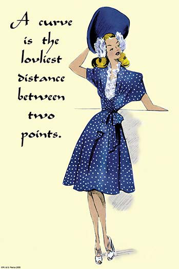 « a curve is the loveliest... » "par wilbur pierce, impression, H 42 po x l 28 po x P 1,5 po